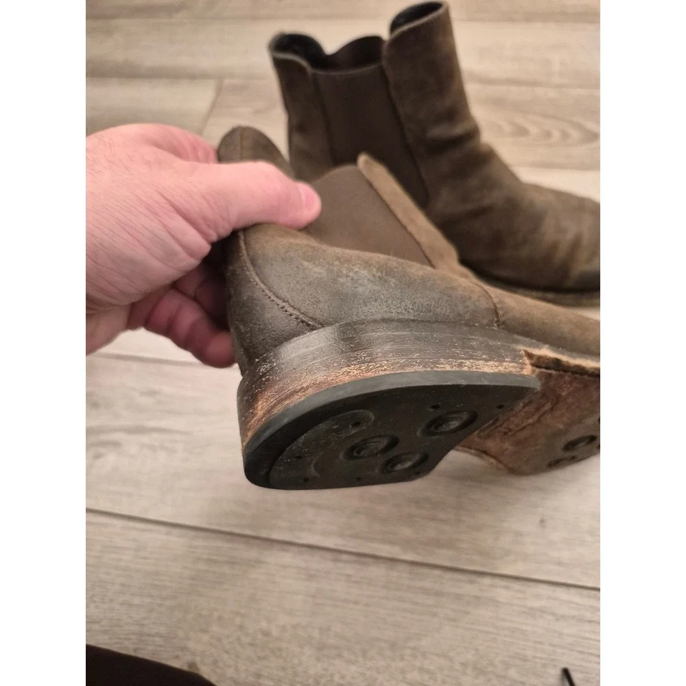 Thursday‎ Boot Company Dark Brown Suede Chelsea Boots Distressed Ankle Sz 8.5